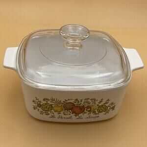 Vintage Corning Wear Casserole Spice of Life Le Percil La Sage 1.5 qt with Lid